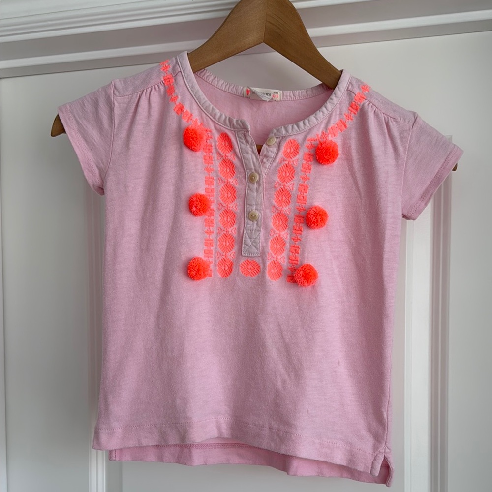 Crewcuts girls pink pom pom t shirt